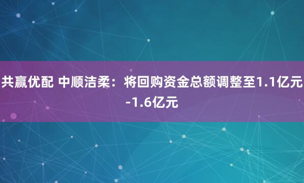 共赢优配 中顺洁柔：将回购资金总额调整至1.1亿元-1.6亿元